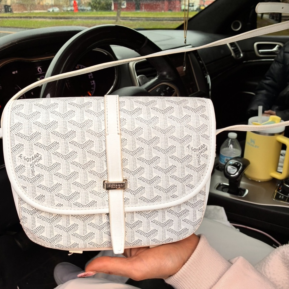 Goyard White and Gray Crossbody Bag